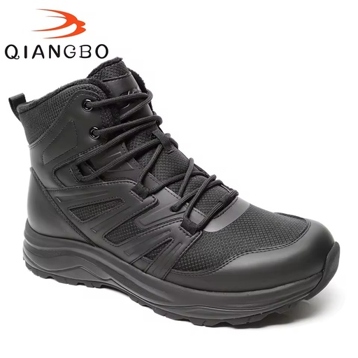 Factory Custom Black High Top Waterproof Fabric Fleece Lined Puncture Resistant Lightweight Men's Training Work Boots