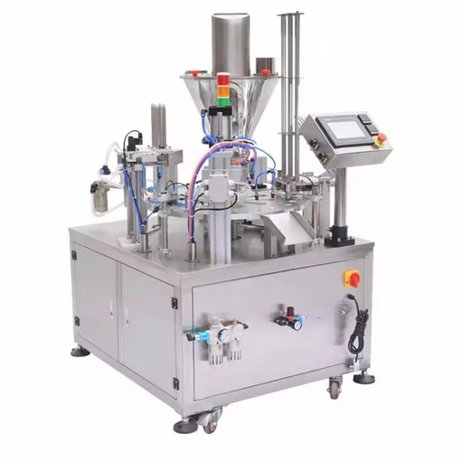 Pneumatic Indexed Rotary Cosmetic Tube Filling Sealing Machine with Automatic Loading Hopper Dosing for Cream Packaging