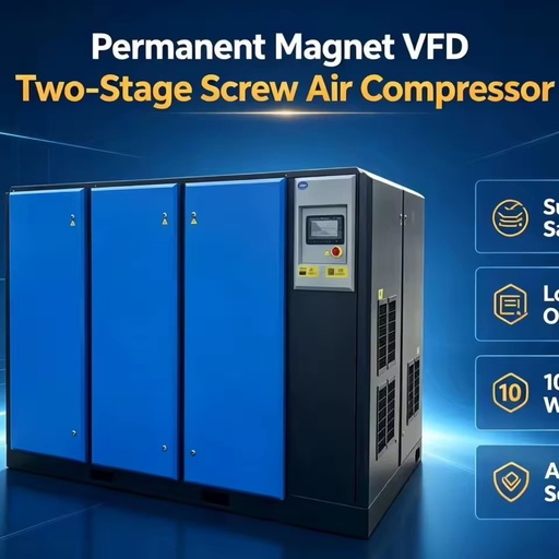 Hardbo Intelligently Controlled Permanent Magnet Variable Frequency Drive Two-Stage Compression Screw Air Compressor
