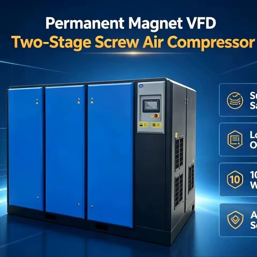 Hardbo Two-Stage Industrial Screw Air Compressor Adopting PM VFD Technology