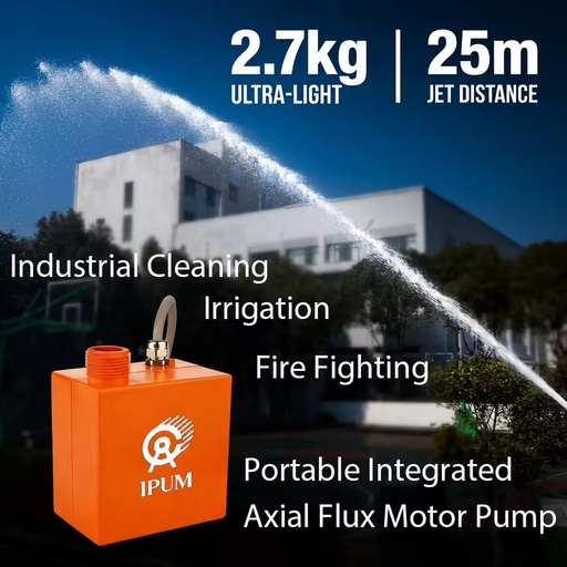 IPUM Portable Axial Flux Motor Pump Water 65 Bar 2.7KG 2KW IP68 High Pressure Pump for High-pressure Washing