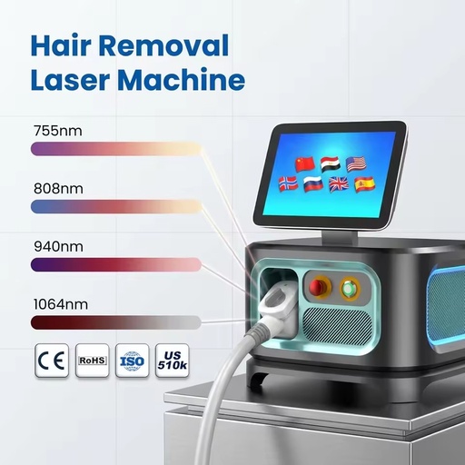 High Power Intelligent Portable 755 808 1064nm 12 Laser Bar Diode Laser Hair Removal Machine Commercial Sapphire Crystal Cooling