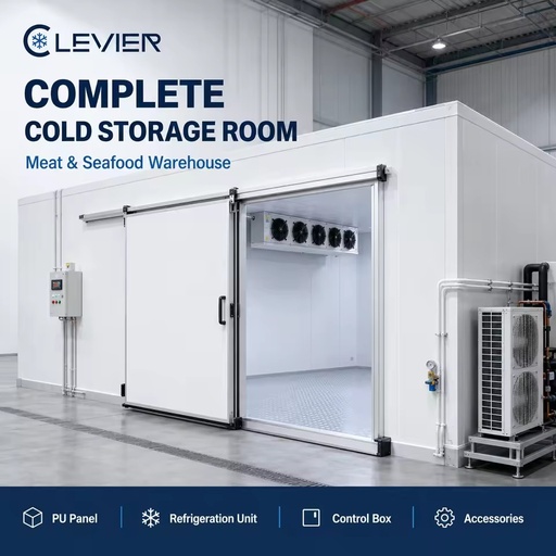 Complete Cold Room Set for Meat and Seafood Cold Storage with Refrigeration Unit and Accessories