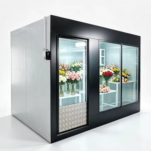 Energy Saving Solar Sanyo Flower Cold Room Low Power Consumption Eco Friendly PU Panel Walk-in Cooler Refrigeration Storage OEM
