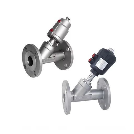 304stainless Steel Plastic Cylinder Angle Seat Valve Flange Y-shaped Steam Pneumatic Valve Angle Valve Pneumatic Angleseat Valve