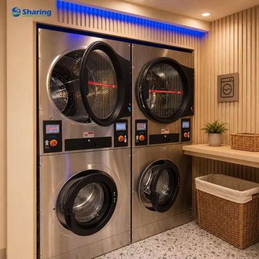 12kg 15kg 20kg OPL Coin Operated Commercial Stacked Washer Dryer Laundry Equipment