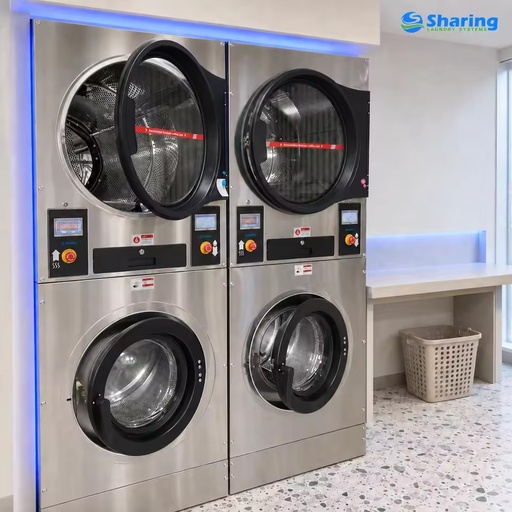 12kg 15kg 20kg Commercial Laundry Equipment Coin Operated Stacked Washer Dryer for Laundromat