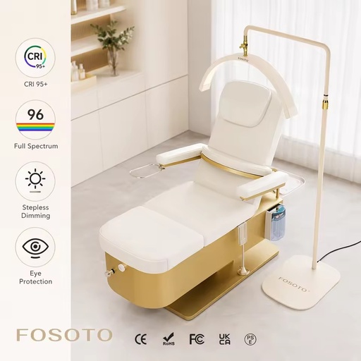 FOSOTO Modern Half Moon Lash Light 320pcs LED 3200-5600K Stepless Dimming 360 Rotating Stainless Steel Beauty Floor Lamp Eyelash