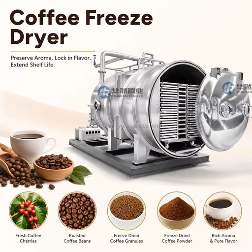 50m² Coffee Freeze Drying Equipment | CE Lyophilizer for Soluble Coffee Granules with Energy-Saving PLC Control System