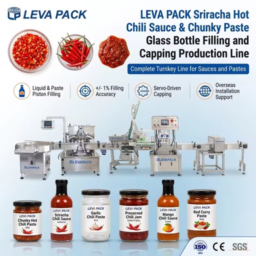 Sriracha Hot Chili Sauce Glass Bottle Filling and Capping Machine Production Line Filling Line Machine