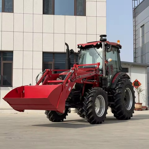 4WD Agricultural Wheel Tractor Front End Loader Enclosed Air Cabin Multi-functional Farm Tractor 100HP for Engine Match