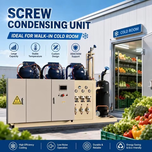 Screw Condensing Unit for Large Refrigeration Plant Frozen Food Factory Meat Storage and Industrial Cooling Systems