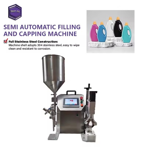 Condiment Sauce Filling Capping Machine Claw-Type Dual-Speed No-Slip Capper 304 Stainless Steel Glass Vial PLC Controlled