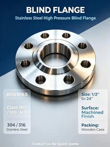 ASME B16.5 Class 150 High Pressure Industrial Blind Flange | 1/2-24 Inch Corrosion Resistant SS304 Hexagon Head Casting Black