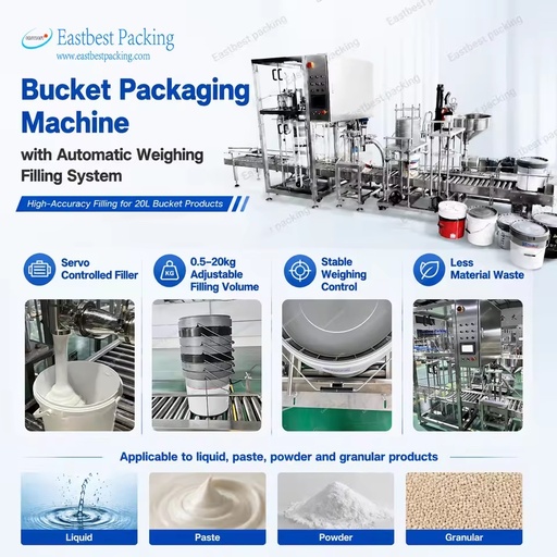 Servo Controlled Stainless 20L Bucket Filling Capping Machine with Accurate Weighing System for Paste Materials