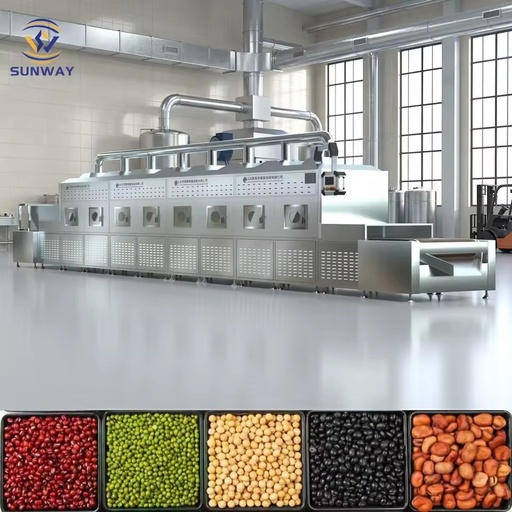 Commercial Various Whole Grains and Pulses Tunnel-type Microwave Dehydration Machine Line Equipment Price