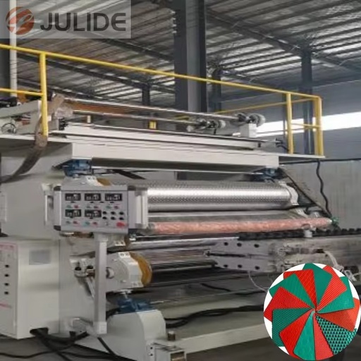 High Speed Single Screw PVC Anti Slip Sheet Runner Mat Production Line Machinery PLC High Productivity Continuous Extrusion