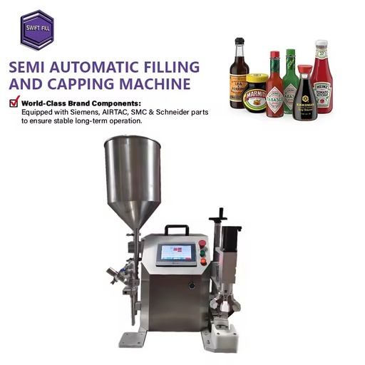 High Precision PLC Controlled Glass Paste Filling Capping Machine Rotor Pump 304 Stainless Steel Touch Screen Soy Sauce Oil