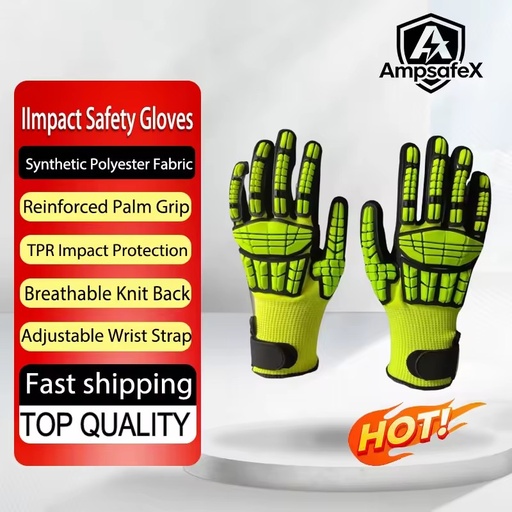 Wholesale AmpsafeX Impact Resistant TPE Safety Gloves Heavy Duty Work Protection Oil Gas Mining Industry 7 oz Thickness 24cm