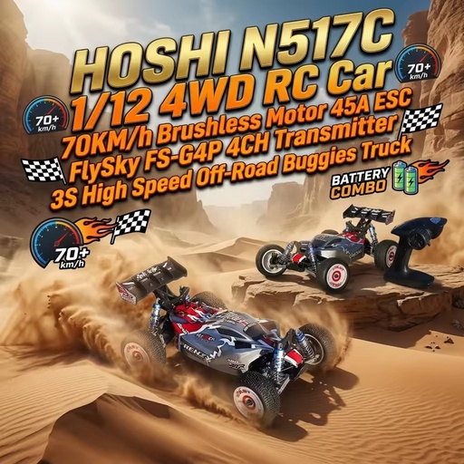 N517C Frenzy 1/12 4WD RC Buggy 70KM/h Brushless Motor 45A ESC FlySky 4CH Transmitter 3S High Speed Racing Car One Battery