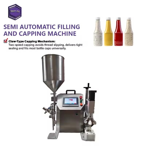 Semi Auto Filling Capping Machine Compact All-in-One 1000-2000 BPH Rotor Pump for Glass Bottles Oil & Sauce Small Batch Startup