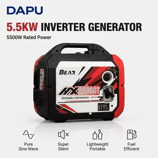 5.5kW Gasoline Generator 5500W Silent Portable Petrol Generator Air Cooled Generator for Household Emergency Backup Power Supply