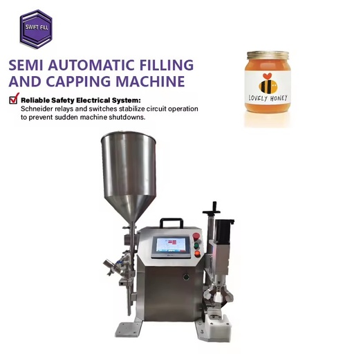 Semi Automatic Sauce Paste Filling Capping Machine High Efficient Rotor Pump Claw Type Capper for Small Batch Production