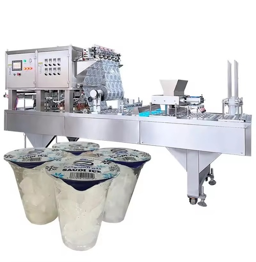 Stainless Steel Automatic High Speed Ice Cube Cup Filling Sealing Machine for Plastic Water Drink Factory Packaging