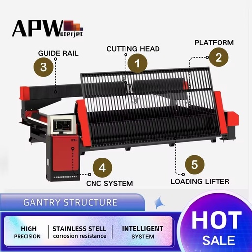 APW 5 Axis Water Jet Cutter 37kw Power 1 Year Warranty
