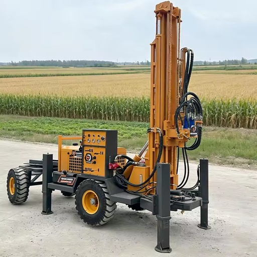 200m Depth High Efficiency 55kw Engine Borehole Water Wells Rotary Rig Rock Dth Compressor Drilling Mine Drill Rig