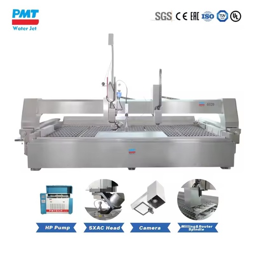PMT CNC 5 Axis\ 5000 Bar Waterjet Cutting Machine with Camera & Loading System for Marble Granite