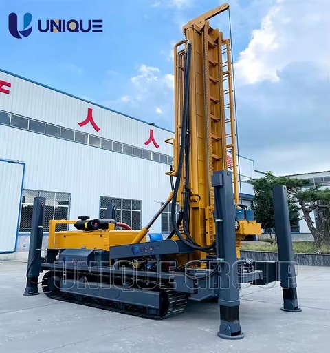 1000m Deep Rotary Borehole Drill Rig DTH Water Well Drilling Rig with Diesel Engine Gearbox & Pump for Water Well Mine Drilling