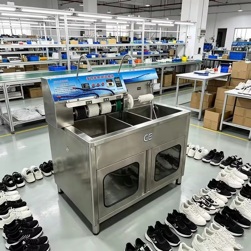 Commercial Semi-Auto Shoe Washer Dryer Combo, Hand Brush Machine Double/Single Slot for Sneakers Canvas