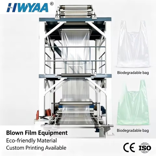 HWYAA Fully Biodegradable ABA Multi-Layer Film Blowing Machine PLA PBAT Production Line for T Shirt Bags & Flat Bags