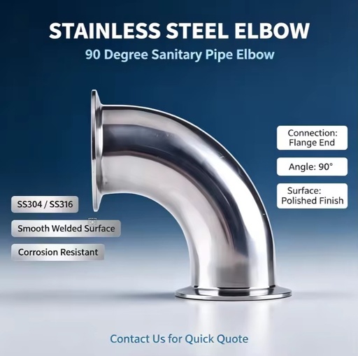 Food Grade Sanitary Stainless Steel 304/316L Forged Low Pressure Smooth Tri-clamp Weld 90 45 Degree Elbow Pipe Fittings 25mm