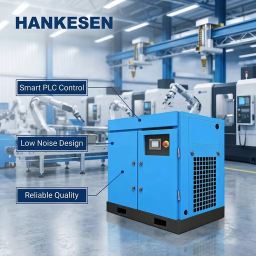 Industrial High Efficiency 10-30HP Rotary Screw Air Compressor with Air Dryer Air Cooled Lubricated Pump & Bearing