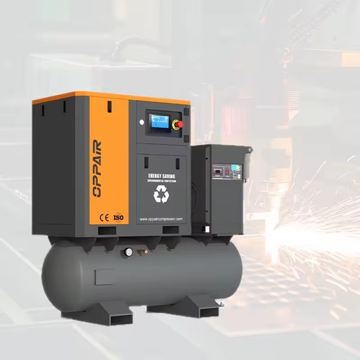4-IN-1 Direct Driven Portable Industrial Energy Saving Single Screw Air Compressor with Air tank and Air Dryer (CE&ISO&ASME)