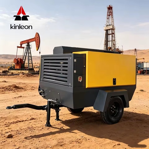 Factory Direct Supply Portable Diesel Screw Air Compressor 375CFM 8bar for Road Construction Well Drilling Mining Pneumatic