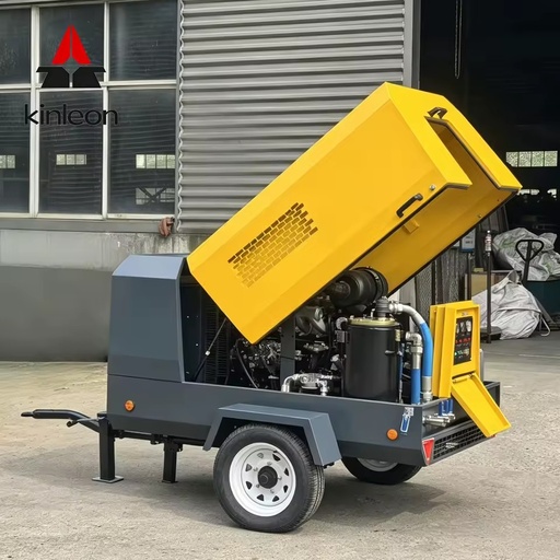 Portable Diesel Screw Air Compressor 185CFM 8bar with Cummins Engine for Mining Quarry Rock Drilling Rig