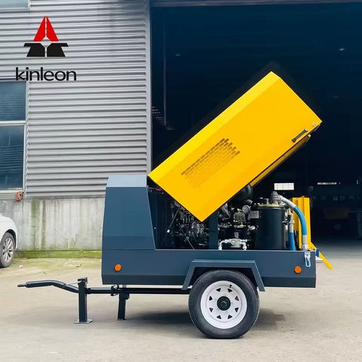 Diesel Screw Air Compressor 5m/min Portable Heavy Duty Screw Type Mining Rock Drilling Sandblasting Work 185CFM 8bar