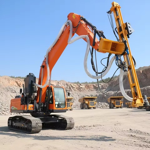 Excavator Mounted DTH Drill Rig Attachment Hydraulic Motor Hole Drilling Mast Boom for Rock Mining Construction for 6 Tons