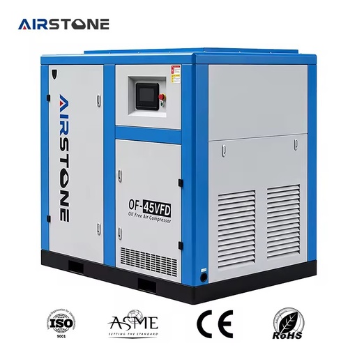 Airstone 45KW 30HP 8bar PM Variable Speed Oil-free Water-lubricated Portable Screw Air Compressor for Textile Beverage Industry