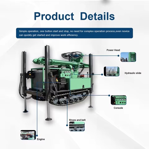 Automatic Pneumatic Crawler Deep Borehole DTH Water Well Drilling Rig New Condition for Sale Usage Mines Pump Motor Max.200m