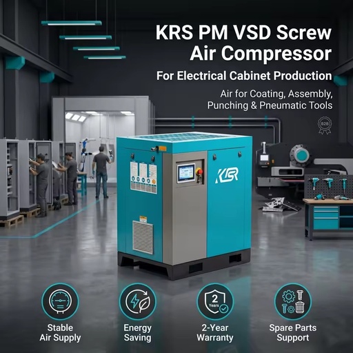 KRS PM VSD Screw Air Compressor 7.5kW-250kW for Electrical Cabinet Production Electronics and Electrical Manufacturing Energy CE