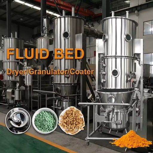 Fluid Bed Dryer Granulator Machine for Food Processing with Motor Gear Pump and Steam Heating
