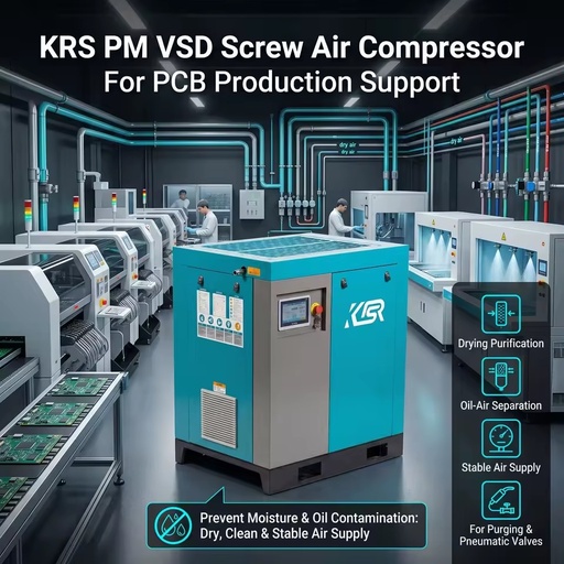KRS PM VSD Screw Air Compressor 7.5kW-250kW for PCB Production Support Electronics and Electrical Manufacturing Energy Saving CE