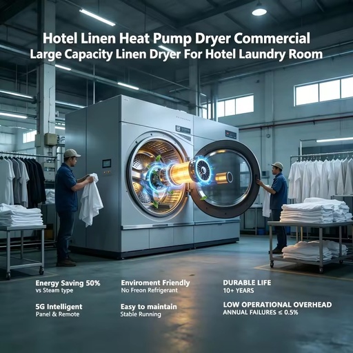 Commercial 50 kg Heat Pump Clothes Dryer, Energy Saving Industrial Tumble Dryer for Laundry Factory