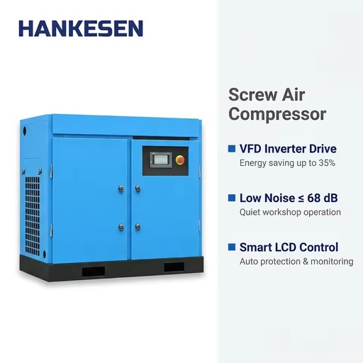 Low Noise Industrial High Efficiency 10HP 15HP 20HP 30HP Rotary Pm VSD Screw Type Air Compressor With Air Dryer