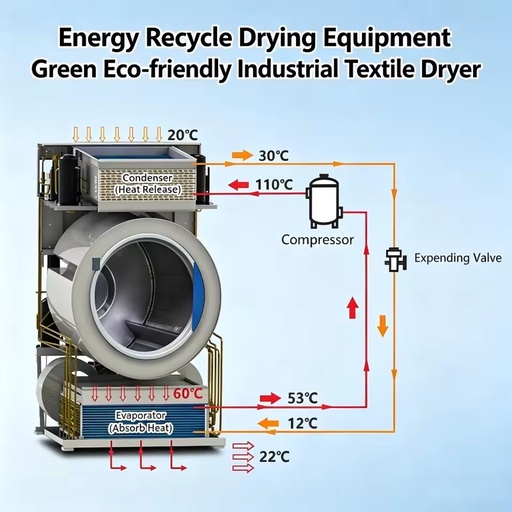 50-160kg Large Capacity Industrial Heat Pump Clothes Dryer for Laundry Factory