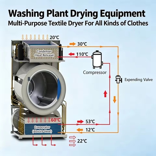Boiler-Free Integrated Heat Pump Dryer Big Capacity Laundry Tumble Dryer